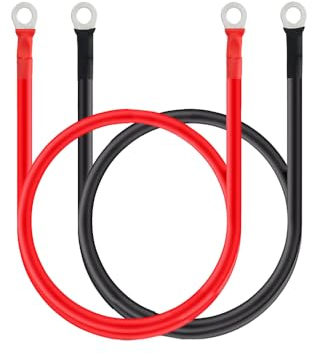 Yinleader Wechselrichter Kabel 2pcs 5AWG/16mm² 50cm 12V Rot und Schwarz Auto Batterie Ladegerät Kabel führt mit M8 Ringklemmen Kupferdraht für LKW, Solar, RV, Marine