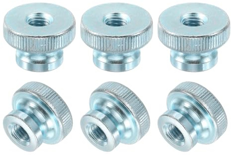 sourcing map Knurled Thumb Nuts, 6Pcs M10 Carbon Steel Nut High Head Through Hole, Light Blue