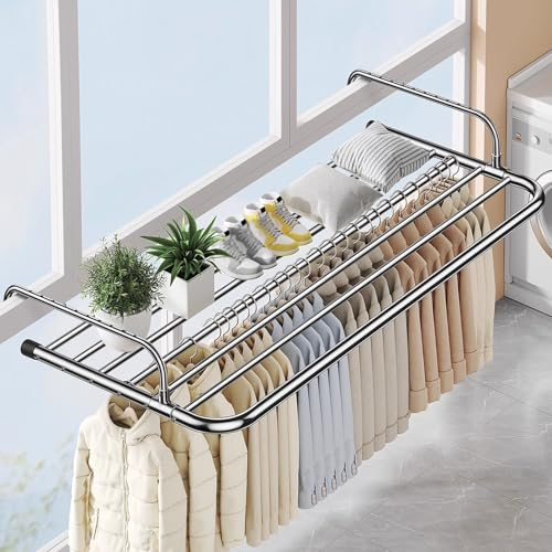 Heizkörpertrockner, Klappbar，Handtuchhalter Für Das Bad, Heizkörper Wäschetrockner, Verstellbarer Hängetrockner, Balkon Wand-Trockner Edelstahl, Balkongeländer, Heizkörper, Hängender Wäschetrockner (