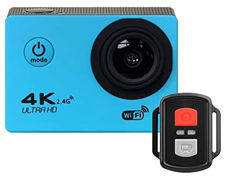 Azione Camera Ultra. HD 4K. Telecamera di Registrazione del Video di Controllo remoto WiFi Telecamera di Registrazione Subacquea Impermeabile 170 ° Mini Telecamera grandangolare(Blauw)
