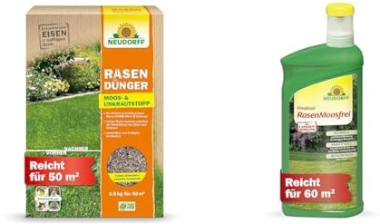 Rasendünger Moos- & UnkrautStopp 2,5 kg plus Finalsan RasenMoosfrei 1 Liter