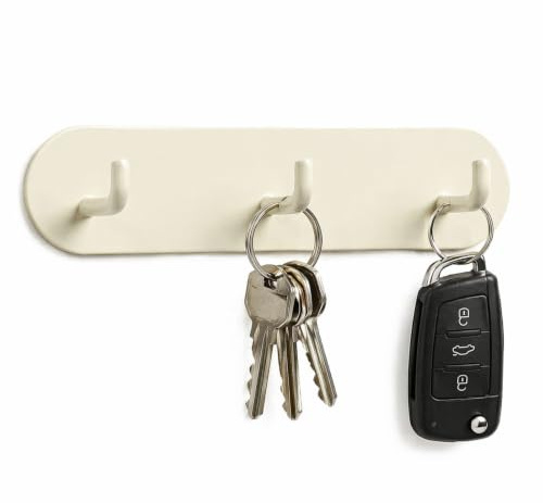 CHEOTIME Key Holder for Wall, Iron Self Adhesive Key Hooks with 3 Hooks