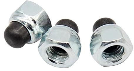 Eichelhutmuttern, Sechskant-Hutmuttern, M5 M6 M8 304 Edelstahl-Eichelkappe, Halbkreis-Kuppel, Sechskant-Sicherungsmutter mit Nyloneinsatz, selbstsichernde Nylock-Sicherungsmutter(Black Galvanized carb