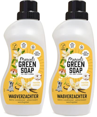 Marcel's Green Soap - Weichspüler Vanille & Baumwolle - Weichspüler - Frei von Kunststoffen und Palmöl - Umweltfreundlich - Vegan - 750ml (Packung mit 2)