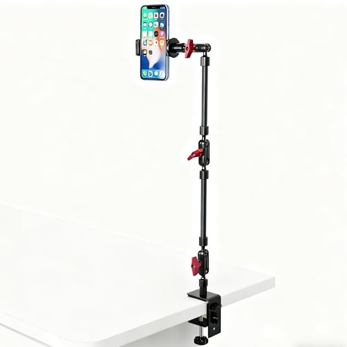 Magic Arm mit Klemme, langer Gelenkarm Kamerahalterung, verstellbare Telefonhalterung, 360° Drehung, Mikrofonarm für Mikrofon, LED-Lichter, für Telefon, Stativ, Schreibtisch, Tisch