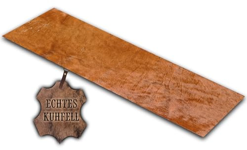 unendlich schoen – Tappeto in vera pelle di mucca, piccolo, passatoia per soggiorno, corridoio, ingresso, pelliccia di manzo per piccole superfici (rosso-marrone, 150 x 46 cm)