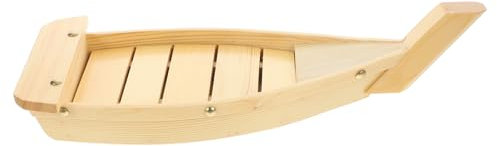 Amosfun 16.5inch Wooden Sushi Plate Boat Shaped Tray Japanese Style Serving Dish for Sashimi Snack Home Restaurant Seafood Dessert