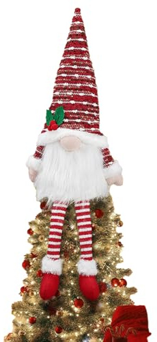 Gnomo Puntale per Albero di Natale, Grandi Ornamenti di Babbo Natale 33 Pollici, Ornamenti Natalizi Gnomi di Babbo Natale Peluche Decorazione per Feste per Tavolo da Interno (A)