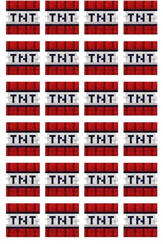 TNT Pixel Craft Miner Game 24Pcs Precut edible cupcake toppers fairy cake decorations