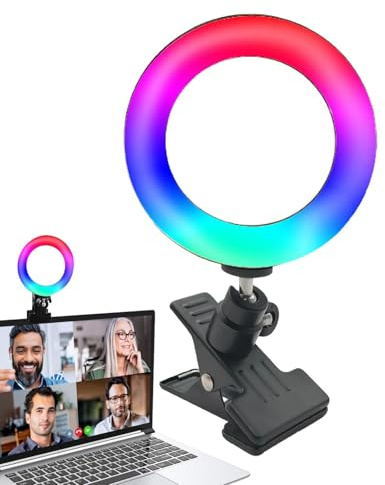 Bague Lumineuse à LED, Anneau Lumineux RGB | Lumière De Selfie Photo De 4,5 Pouces - Lumière Portable Pour Selfie, Lumière Pivotante Pour Selfie Avec Clip Pour Téléphone, Ordinateur Portable