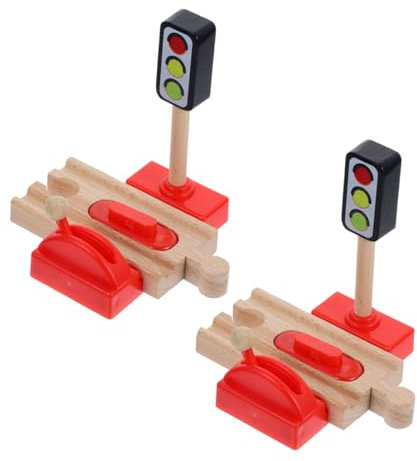 KOMBIUDA Holzzug Zubehör 2 Stück Dekorative Verkehrsampel Spielzeug aus Sicherem Holz für Eisenbahn Szene Kinder Kindergarten Spiel