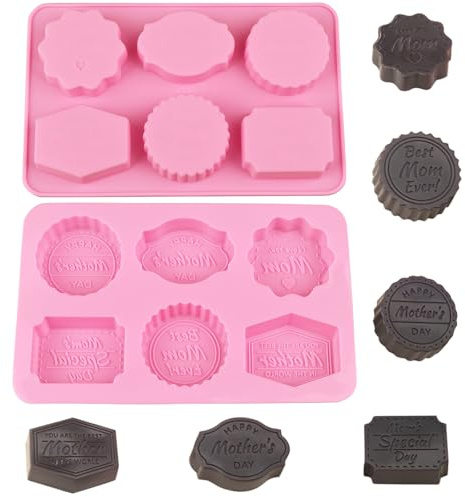 BFJ Mothers Day Chocolate Moulds 2pcs Silicone Moulds for Homemade Soap, Candle, Resin, Candy, Pudding