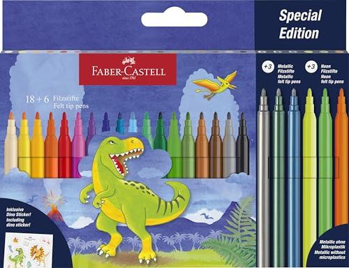 Faber-Castell - Filzstifte Set Dino, 24 Farben