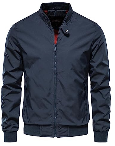 Générique Veste Homme Printemps Été, Blouson Bomber Homme Coupe-Vent Transition À Col Montant Veste Demi-Saison Imperméable Jacket Casual Veste De Travail avec Poches Blouson Moto Zippée