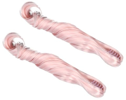 Mjuka Sidendockor Hår Peruker, Romersk Lockig Docka Hår Weft, 25 Cm Multifunktionellt Dock Hårpiece med Hårklipp Design, för Dockmodifiering, Hantverk (Rosa)