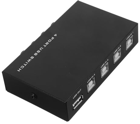 DOITOOL Tragbarer 4-Port USB 2.0 Druckerfreigabe Adapter mit Tasten für Scanner Tastaturpc USB Sharing Switch Schwarz Kompatibel mit Windows 98 bis 7 Zufällige Farbe