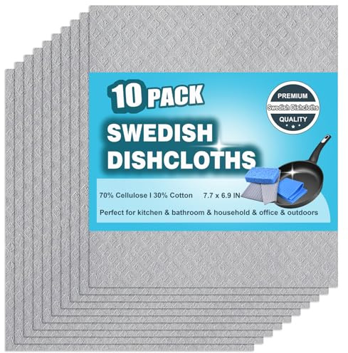 JECOLE Swedish Dishcloths 10 Pack for Kitchen Washing Dishes