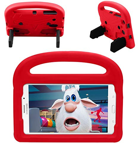 Tablettskydd Tablet Väska till Galaxy Tab A T385 / T380 (2017) Silikonväska For barn, For ShocktoP-lätta droppskyddade stativ tablettväska, med handtag och kickstand(Rosso)