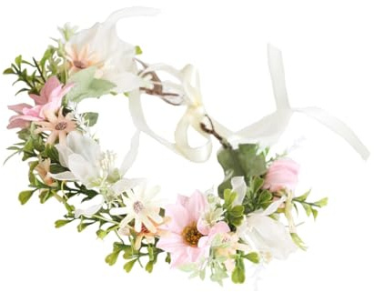 HONMEET Verstellbares Daisy Blumen Haarband Braut Haarschmuck Realistisches Blumenkopfschmuck Elegantes Kopfstück für Hochzeit Party Damen Geschenk