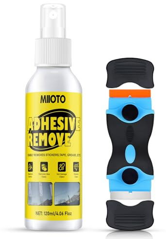 120ml Adhesive Remover Spray,Sticky Stuff Remover,Glue Remover with Scraper | Adhesive Remover for Multi Surface,Powerful Glue and Sticker Remover for Tape, Labels, Silicone, Grease, Gum & Wax Residue