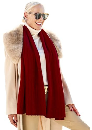 EMAAL 100% Kaschmir Schal Aspen, Rot, Gestrickt, 170x50cm, Damen/Herren, Design aus der Schweiz, als Geschenk, Stola, elegantes Accessoire, kuschelig, nachhaltig, langlebig, Rippmuster