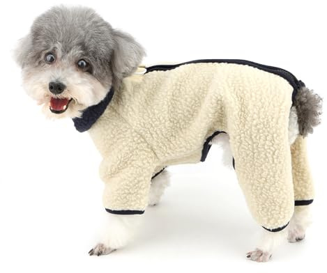 Zunea Hundoverall i fleece för små hundar dragkedja vinter varm valptröjor kläder med D-ring 4-benta overaller pyjamas mjuk tröja för kallt väder sparkdräkt chihuahua yorkie kläder husdjurskläder