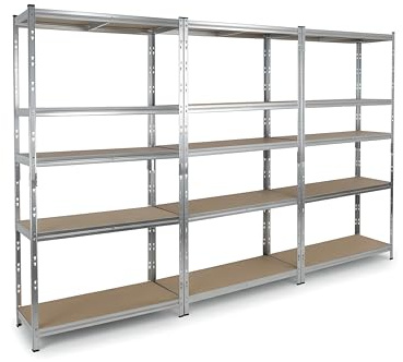 Edsal MuscleRack 5-Tier Heavy Duty Steel Shelving Unit Set of 3 | 180x90x40 cm | 175kg Load Per Shelf (875kg Per Bay) | 3x Storage Shelves | 5 Tier Garage Shelving (3)