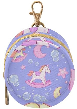 Söt tecknad gungande häst stjärna lila persika baby flicka nappar hållare fodral bärbar armbandsplånbok, babyartiklar förvaringsbehållare