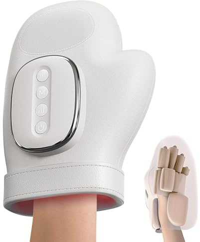 Massaggiatore manuale con funzione di calore, massaggiatore elettrico a mano, pressione dell'aria per dita e palmo, con 3 programmi di massaggio, 5 livelli di pressione, regalo ideale