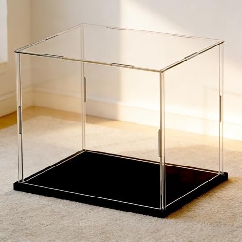 teca plexiglass Vetrina in Acrilico Trasparente Antipolvere, Extra Large Da 70, 80, 90, 100 e 110 cm, Vetrina In Plastica Cubica per Modellini Giocattoli(Black,85x50x50cm/33x20x20in)