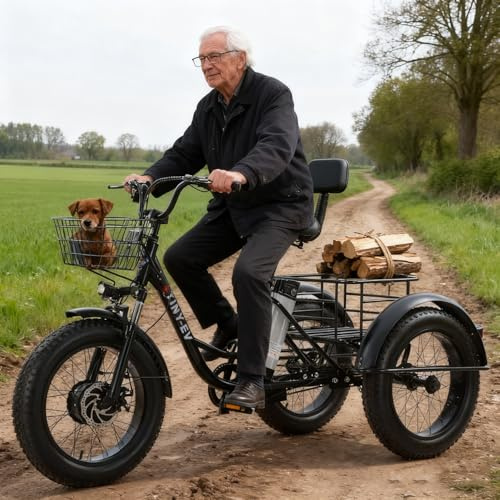Elektro Dreirad Fahrrad ergonomisch für längere Strecken und tägliche Nutzung | E Bike für Erwachsene mit verstellbarem Sitz und komfortabler Fahrt | Dreirad für Erwachsene für Stadt & Freizeit