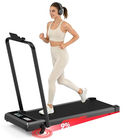 Tapis de Course 4 en 1 Pliable avec Pente 9% – Tapis de Marche Électrique 10 km/h, Moteur 3,0 CV, Système d’Amorti Avancé, Écran LCD, Cadre Renforcé, 140 kg Max – pour Maison & Bureau