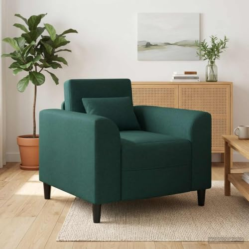 Ziaphsol mörkgrön tygfåtölj med träram, ergonomisk sittkomfort, hållbar och roterbar för vardagsrum, sovrum eller kontor, perfekt för avkoppling, läsning eller gästmottagning, modernt utseende