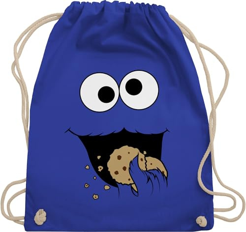 Turnbeutel Rucksack - Karneval & Fasching - Taschen - Keks Monster I Krümelmonster I Cookie Monster Fastnacht I Fasnacht I Fasnet - Unisize - Royalblau - stoffbeutel kindergarten karnevalsbeutel