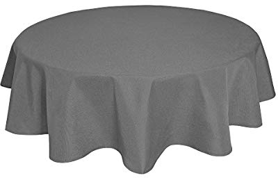 Tischdecke Leinenoptik Leinen Lotuseffekt Wasserabweisend Lotus Rund Ø160 Grau