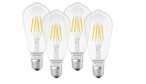 LEDVANCE Smarte LED-Lampe mit Bluetooth Mesh Technologie, Sockel E27, Dimmbar, Warmweiß (2700K), Steuerbar mit Alexa, Google und Apple, SMART+ BT, 4er-Pack