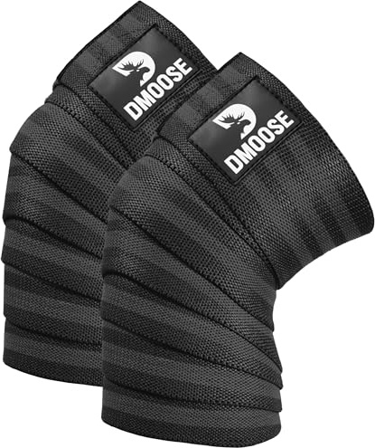 DMoose kniebandage kraftsport - 198CM Länge Heavy Duty Kniebandage Bodybuilding - Lang Elastisch Knee Wraps Paar Mit Klettverschluss, Kreuzheben Bodybuilding Gewichtheben Kraftsport Powerlifting