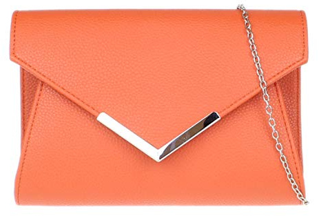 Girly Handbags Metallisch-Rahmen Clutch-Bag (Orange)