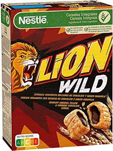 Nestlé Cerealien LION WildCrush, Schoko & Karamell Frühstücks-Cerealien, 8er Pack (8x360g)