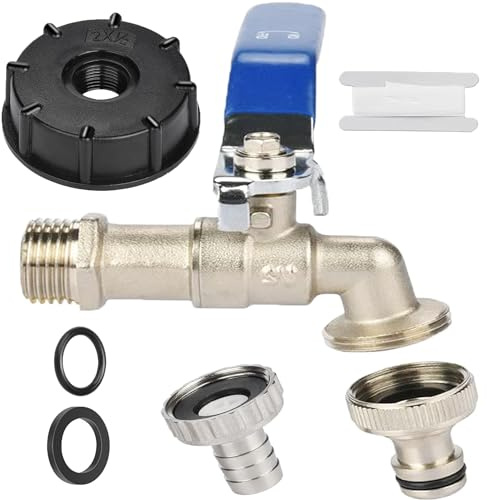 Willkommen Kugelauslaufhahn Schlauchanschluss Adapter für IBC-Regenwassertanks - Hochwertiges Messing Zapfhahn für Regentonnen Wasserhahn（blau）