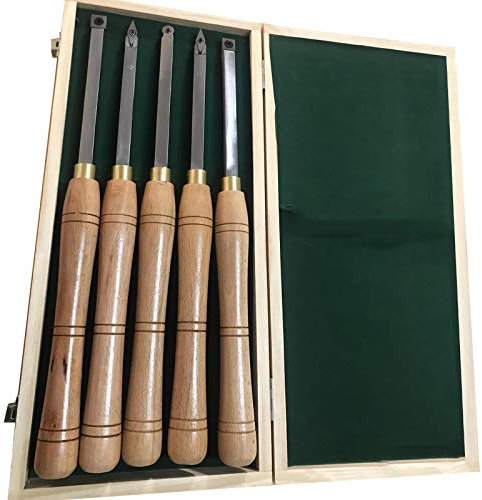 5 Stück HSS Drechselmesser Set,Holzdrehwerkzeug Mit Holzkiste, Rundes, Quadratisches, Austauschbares Trennwerkzeug Für Holzbastler Oder Schreiner