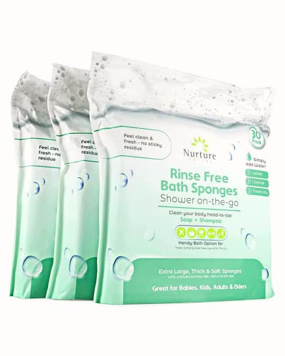 Nurture Valley Lingettes de bain en éponge – Grands chiffons jetables pour adultes, personnes âgées, alités, soins à domicile | Nettoyage post-opératoire, patients âgés ou handicapés | Sans rinçage