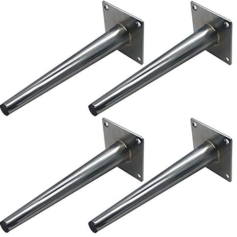LOVEM Möbelfüße Metall, Möbelfüsse Silber, Hochglanz, Galvanikfläche, Belastbar bis 800 Kg, Schräge TV Schrank Füße Sockelfuß Sofasfüße Kaffeetisch Beine Tischfüße, 4× Möbelbeine Metall (25cm/9.8)