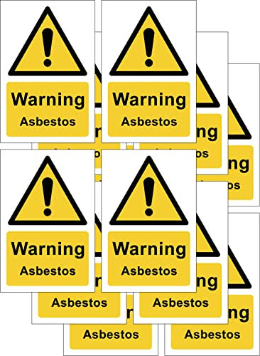 Pack of 12-60mm x 90mm Warning asbestos self adhesive vinyl signs