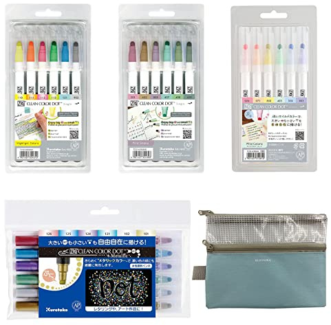 Generisch Kuretake Zig Clean Colour Dot Markers, 4 - Set Kids, Office, College, School (TCSD-6100/6V, TCSD-6100/6VC, TCSD-6100/6VB, TC-8100/6V) (Stiftetui)