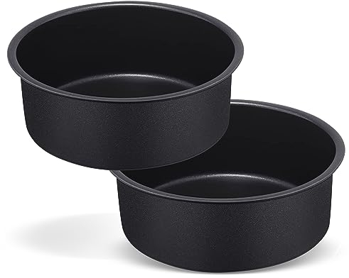 HaWare Set di 2 tortiera in acciaio inox antiaderente, per torte di compleanno, per matrimoni, per servire la torrefazione, sano e atossico, resistente alla ruggine (16 cm, nero)