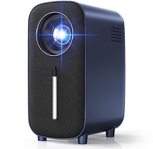 HISION Mini proyector portátil Bluetooth 1080P - 8500L lúmenes, altavoz 5W, LED, azul, USB, Bluetooth, HDMI, control remoto