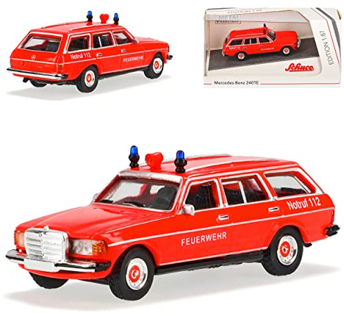 Mercedes-B E-Klasse W123 240TE T-Modell Kombi Feuerwehr Rot 1975-1986 H0 1/87 Schuco Modell Auto mit individiuellem Wunschkennzeichen