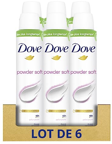 DOVE - Déodorant Femme Powder Soft - Spray Anti-transpirant - prend soin des aisselles au quotidien - 48h de protection (lot de 6x200ml)​