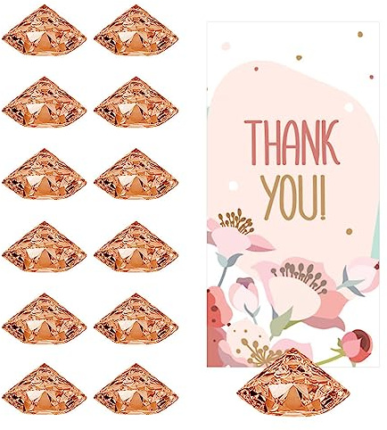 Tvoip 24 Stück Diamant Kartenhalter Tischnummernhalter Platzkartenhalter Acryl Kristall Diamant Tischkartenständer für Party Hochzeiten Tischdekoration (Roségold)